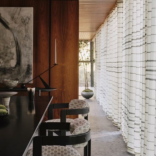 Striped sheer curtain fabric - NICO - Larsen - wool / home