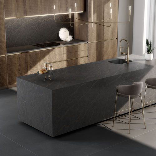 Silestone® countertop - Le chic : Bohemian Flame - Cosentino - kitchen / gray / square edge