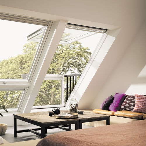 Projection balcony window - CABRIO® - VELUX - wooden / triple-glazed ...