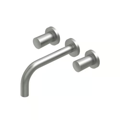 Bathroom sink double-handle mixer tap - ONO 90 02 - QuadroDesign - wall-mounted / stainless steel / brushed stainless steel