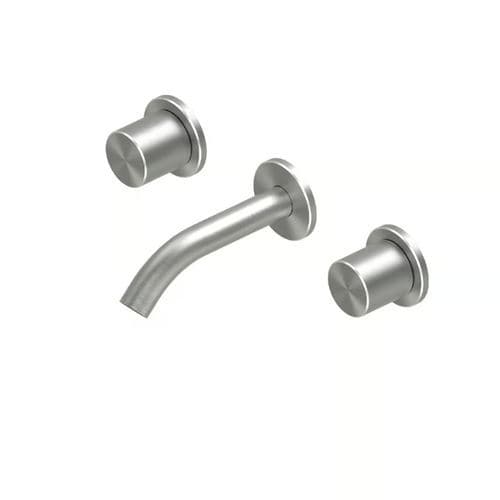 Bathroom sink mixer tap - HUM 24 10V - QuadroDesign - wall-mounted / stainless steel / indoor