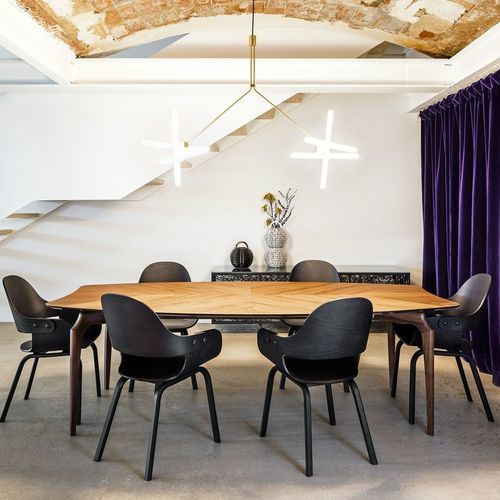 Contemporary table - GAULINO  - BD Barcelona Design - MDF / wood veneer / walnut base
