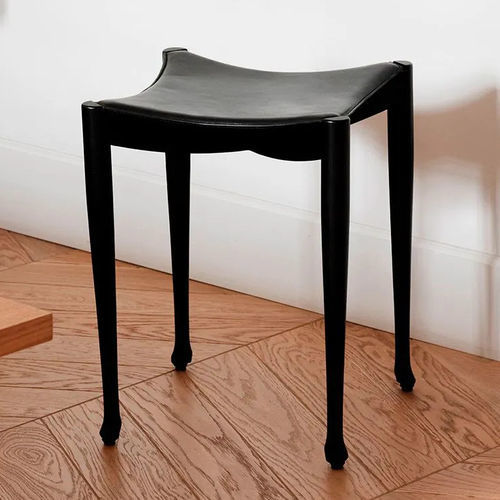 Contemporary stool - GAULINO  - BD Barcelona Design - leather / powder-coated steel base / black