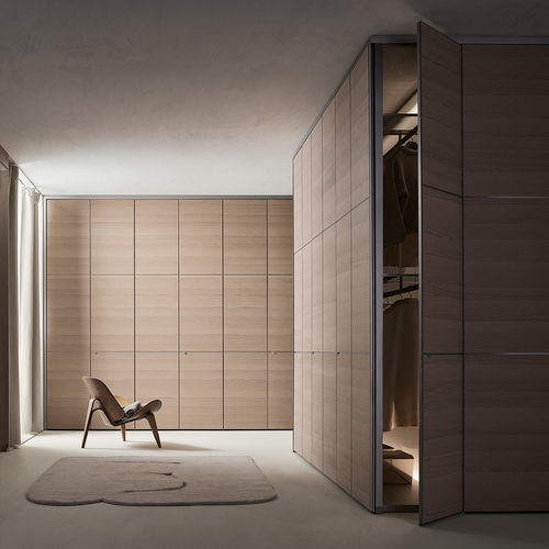 Interior closet door - COVER PURE - RIMADESIO - teak / wooden / glass