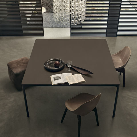 Contemporary dining table - FLAT - RIMADESIO - glass / rectangular / commercial