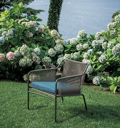 Contemporary armchair - HARP 368 - RODA - polyester / stainless steel / with removable cushion