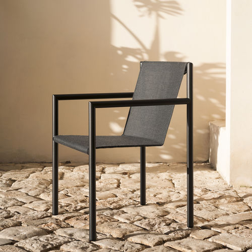 Contemporary dining chair - PLEIN AIR 059 - RODA - outdoor / Batyline® / lacquered stainless steel base