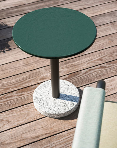 Contemporary side table - BERNARDO 354 - RODA - glass / sandstone / natural stone base