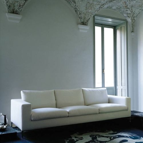 Contemporary sofa - BOX - Living Divani - fabric / leather / with armrests