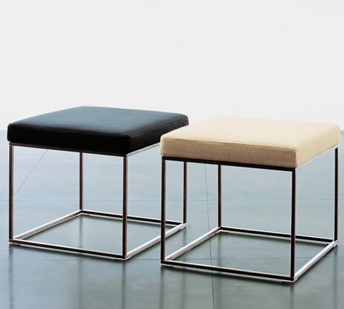 Contemporary stool - ILE  - Living Divani - leather / fabric / stainless steel base