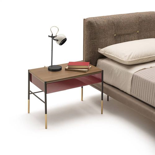 Contemporary bedside table - ERA - Living Divani - wooden / brass base / steel base