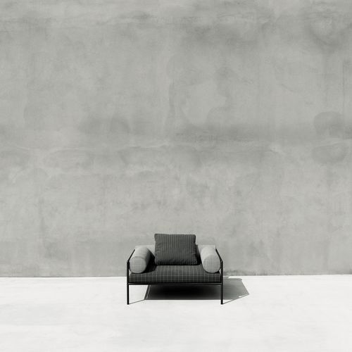Contemporary armchair - AGRA - Living Divani - fabric / leather / stainless steel