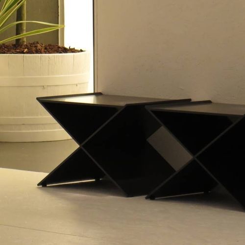 Contemporary stool - ANIN - Living Divani - leather / fabric / aluminum