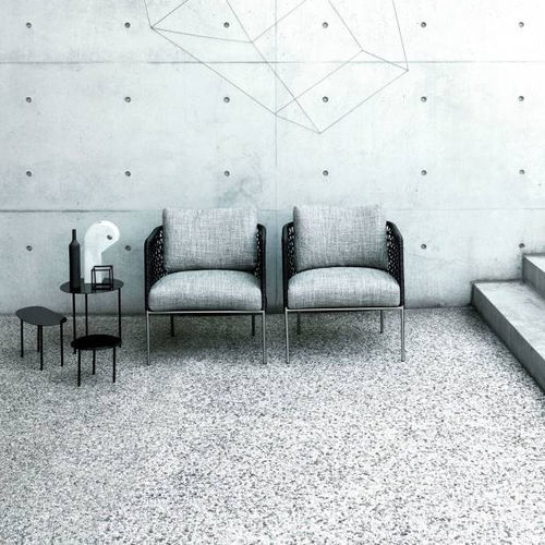 Contemporary armchair - CAFÈ - Living Divani - fabric / leather / rope
