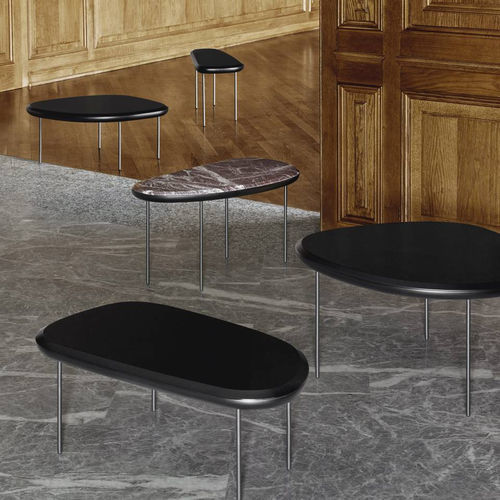 Contemporary coffee table - PEBBLE - Living Divani - lacquered MDF / marble / steel base