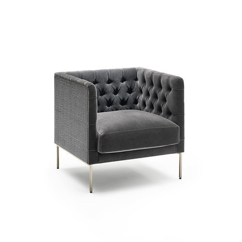 Contemporary armchair - Lipp - Living Divani - fabric / leather / wooden