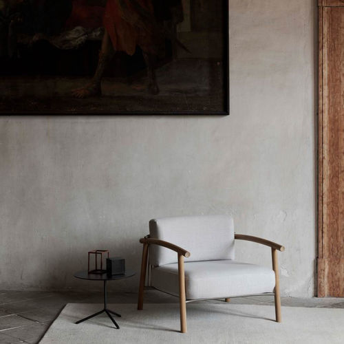 Contemporary armchair - KASUMI - Living Divani - leather / fabric / ash