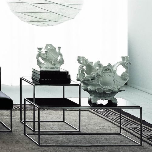 Contemporary coffee table - ILE - Living Divani - glass / HPL / stainless steel base