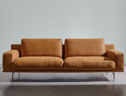 Brown Sofa - Etan - Twils - Beige   Fabric   Leather