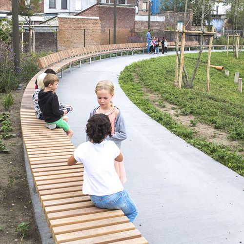 Contemporary public bench - SOLID - Streetlife - wooden / galvanised steel / powder-coated steel