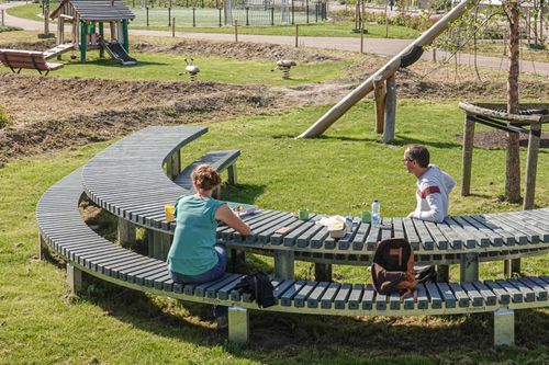 Modern picnic table - Streetlife - steel / powder-coated steel base / galvanised steel base