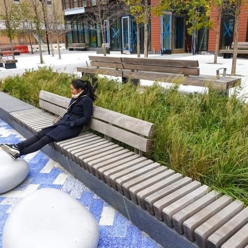 Recycled plastic public bench - ROUGH&amp;READY CROSSWISE - Streetlife - aluminum / COR-TEN® steel / galvanised steel