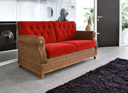Traditional sofa - ROYAL - Dolcefarniente by DFN srl - red / wicker / 3-seater
