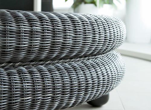 Contemporary coffee table - MELANGE - Dolcefarniente by DFN srl - glass / rattan / wicker