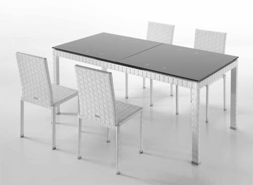 Contemporary dining table - PALINURO - Dolcefarniente by DFN srl - glass / resin wicker / teak