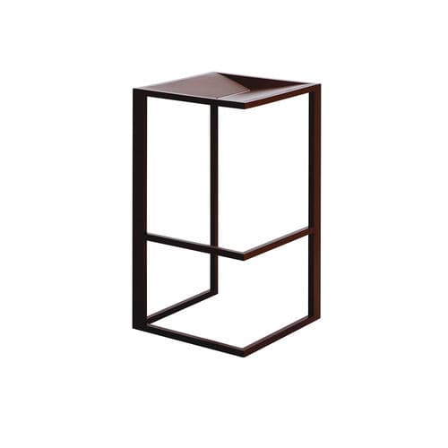 Contemporary bar stool - ARENA - KENKOON - teak / stainless steel base ...