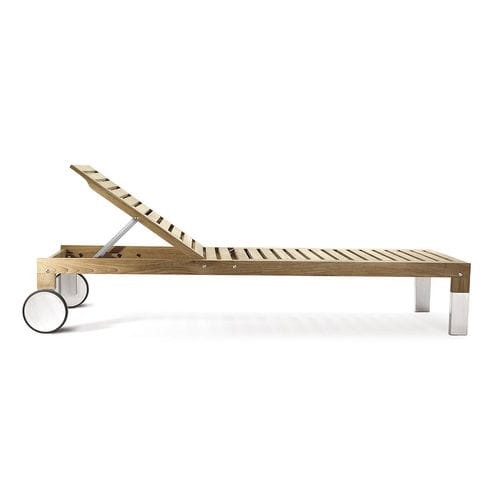 Contemporary sun lounger - TAJI - KENKOON - Textilene® / teak / garden