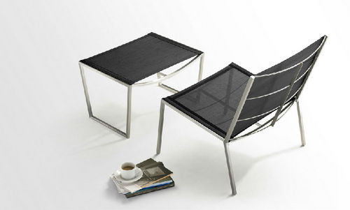 Contemporary armchair - TT - KENKOON - mesh / stainless steel / with footrest