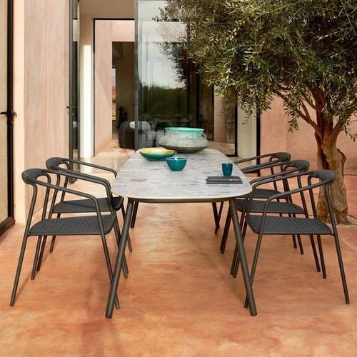 Contemporary dining table - Minus - MANUTTI - ceramic / aluminum base / rectangular
