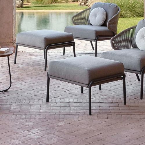 Contemporary footrest - Radoc - MANUTTI - fabric / stainless steel / rope
