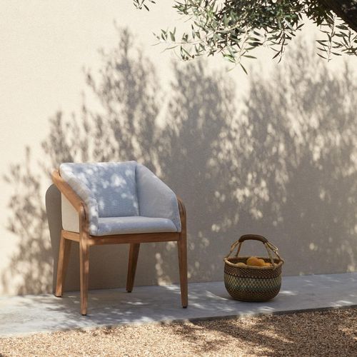 Contemporary dining chair - Sunrise  - MANUTTI - outdoor / fabric / teak base