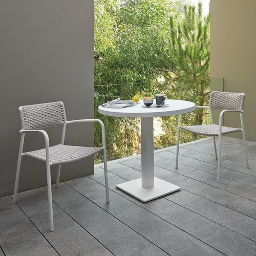 Contemporary bistro table - Napoli  - MANUTTI - HPL / teak / aluminum base