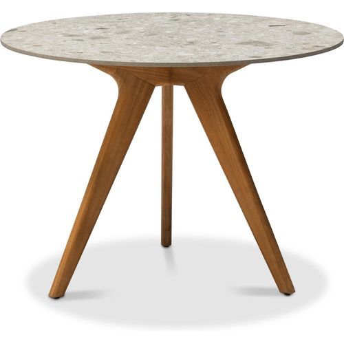 Contemporary high bar table - Torsa  - MANUTTI - ceramic / marble / teak base