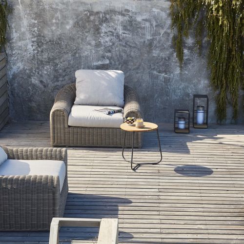 Contemporary side table - Mood  - MANUTTI - teak / ceramic / HPL