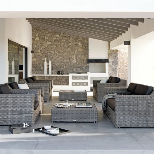 Contemporary coffee table - San Diego - MANUTTI - rattan / wicker / rattan base