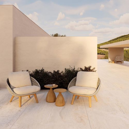 Contemporary armchair - Sandua  - MANUTTI - fabric / rope / with removable cushion