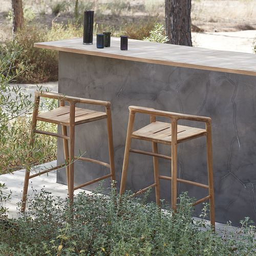Contemporary bar chair - SOLID - MANUTTI - outdoor / fabric / teak