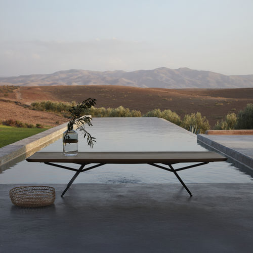 Contemporary bench - SAN - MANUTTI - teak / stainless steel / without backrest