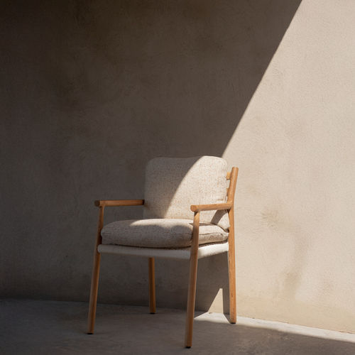 Contemporary dining chair - MUYU - MANUTTI - outdoor / fabric / teak base
