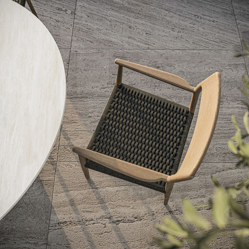 Retro dining chair - TAMO - MANUTTI - for outdoor use / teak / wicker