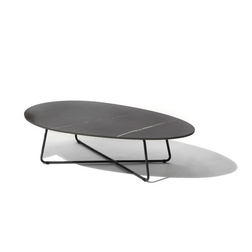 Contemporary side table - DROP - FISCHER MÖBEL - laminate / ceramic / stainless steel base