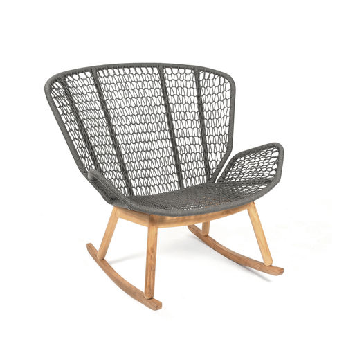 Contemporary armchair - WING LIGHT - FISCHER MÖBEL - rope / teak / with removable cushion