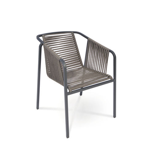 Contemporary garden chair - SUITE - FISCHER MÖBEL - outdoor / rope / stainless steel base