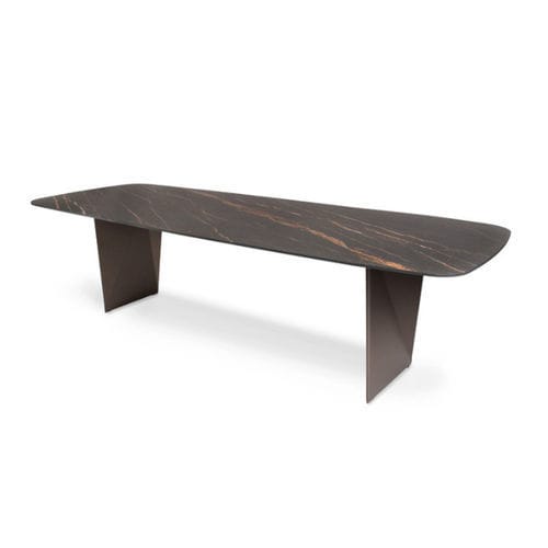 Contemporary dining table - TIERRA - FISCHER MÖBEL - ceramic / lacquered aluminum base / rectangular