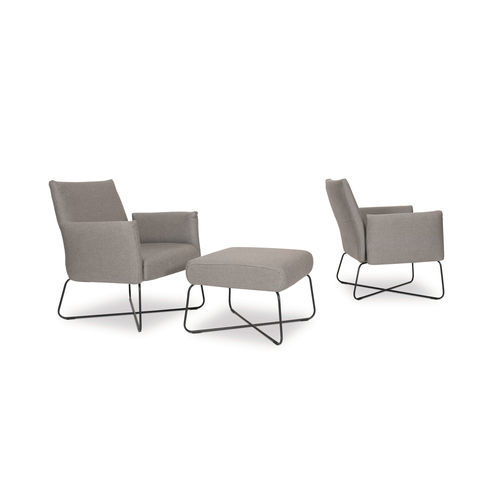 Contemporary armchair - KALOS - FISCHER MÖBEL - Sunbrella® / stainless steel / with footrest