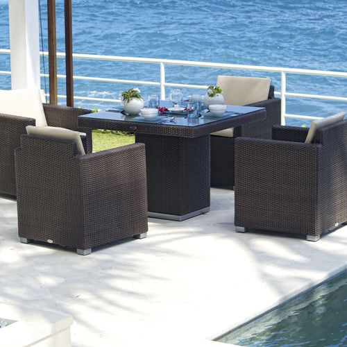 Contemporary table and chair set - PACIFIC  - SKY LINE DESIGN - outdoor / resin wicker / fabric